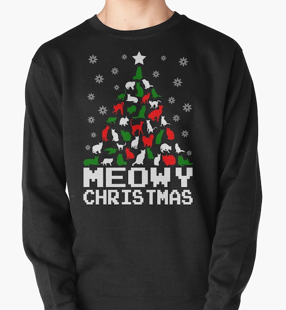 cat christmas tree sweatshirt